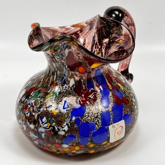 Murano Amethyst Purple Silver Blown Glass Pitcher Creamer Applied Handle Italy